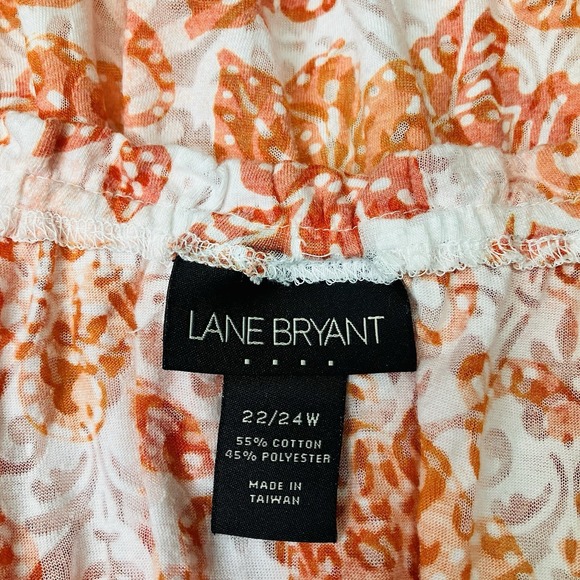 Lane Bryant Womens White Orange Floral Boho Sheer Short Sleeve Shirt Size 22/24‎ - Picture 4 of 5